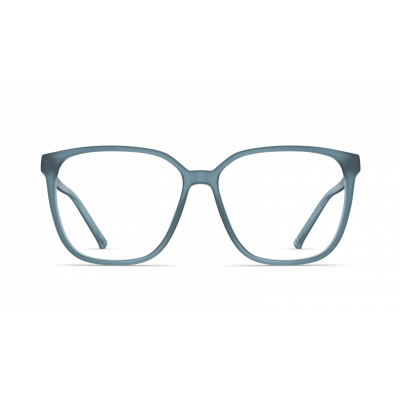 Damenbrille Neubau Judit T146 in modernem Design mit rechteckigen, mattblauen Rahmen und schlanken Bügeln.