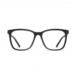 Unisexbrille Neubau Jonny T147 in Schwarz, frontale Ansicht mit rechteckigem Rahmen und schlankem Design.