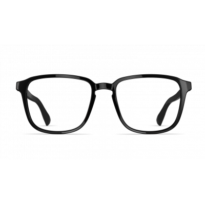 Schwarze Unisexbrille Neubau Jamie T152 mit quadratischem Rahmen aus leichtem Material, frontalansicht.