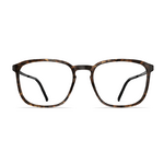 Herrenbrille Neubau Alex T153 mit rechteckigem Rahmen in Havanna-Optik und schmalen schwarzen Bügeln.