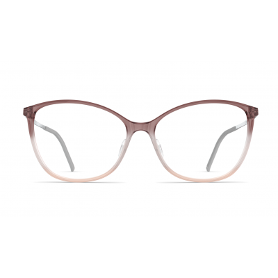 Damenbrille Neubau Laura T157 mit transparentem Rahmen in Braun-Nude und leicht abgerundeter Cat-Eye-Form.