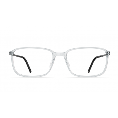 Herrenbrille Neubau Herbert T158 mit rechteckigem, transparentem Rahmen und schwarzen Bügeln, frontal abgebildet.
