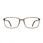 Herrenbrille Neubau Herbert T158 in Olive mit rechteckigem Rahmen und schwarzen Bügeln, Ansicht von vorn.