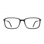 Herrenbrille Neubau Herbert T158 mit rechteckigem, schwarzem Rahmen und klaren Gläsern, frontal abgebildet.