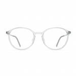 Herrenbrille Neubau Anton T159 mit runden, transparenten Rahmen und silbernen Bügeln, frontal dargestellt.