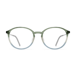 Herrenbrille Neubau Anton T159 mit runden Gläsern, grünem Rahmen oben und klarem Farbverlauf nach unten.