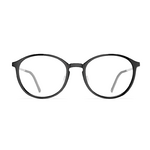 Herrenbrille Neubau Anton T159 mit runden, schwarzen Rahmen und klaren Gläsern, modernes Design für stilvolle Looks.