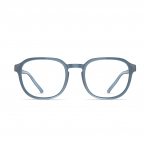 Herrenbrille Neubau Chris T162 in modernem Design, rechteckige Form mit dünnen blauen Rahmen und klaren Gläsern.