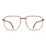 Herrenbrille Neubau Theo T164 in brauner Metallfassung mit eckigem Design und schlanken Bügeln, Ansicht von vorne.