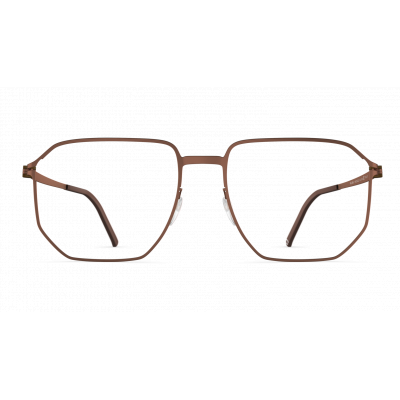Herrenbrille Neubau Theo T164 in brauner Metallfassung mit eckigem Design und schlanken Bügeln, Ansicht von vorne.