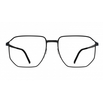Alt-Text: Vorderansicht der Herrenbrille Neubau Theo T164 mit schwarzem Rahmen und rechteckigem Design.