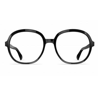 Schwarze Damenbrille Neubau Isa T165 mit abgerundeter, rechteckiger Form und schlanken Bügeln, frontal betrachtet.