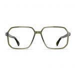 Unisexbrille Neubau Vincent T168 mit sechseckigem Rahmen in Olivgrün, vorderansicht auf weißem Hintergrund.