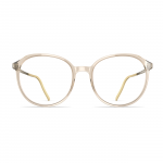 Damenbrille Neubau Liv T172 mit rundem, transparentem Rahmen und schlanken, elfenbeinfarbenen Bügeln in modernem Design.