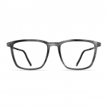 Herrenbrille Neubau Oskar T173 mit rechteckigem, transparent-grauem Rahmen und schmalen Bügeln, Vorderansicht.