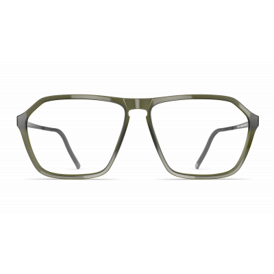 Herrenbrille Neubau Taylor T174 mit eckigem Rahmen in Olivgrün, frontal abgebildet.