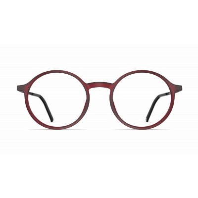Rote Unisexbrille Neubau Maxi T176, runde Fassung mit schwarzem Bügel, minimalistisch und stilvoll designt.