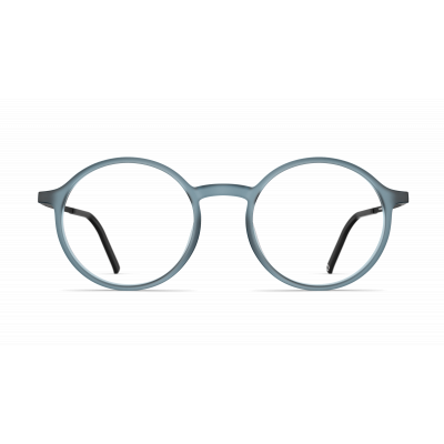 Unisexbrille Neubau Maxi T176 in rundem Design, blauer Rahmen mit schwarzen Bügeln, zeitlos und modern.