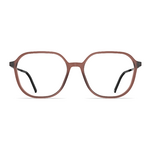 Damenbrille Neubau Anouk T177 mit runder, brauner Fassung und schmalen schwarzen Bügeln, Vorderansicht.