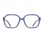Unisexbrille Neubau Jana T178 mit blauem, rechteckigem Rahmen und schlanken Bügeln, frontal fotografiert.