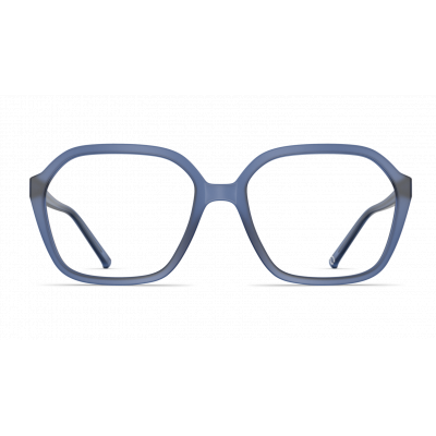 Unisexbrille Neubau Jana T178 mit blauem, rechteckigem Rahmen und schlanken Bügeln, frontal fotografiert.