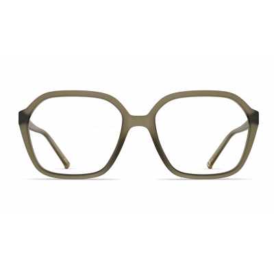 Unisexbrille Neubau Jana T178 mit eckigem Design und olivgrünem Rahmen, Vorderansicht.