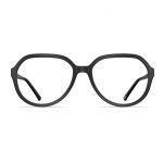 Unisexbrille Neubau Bene T179 mit schwarzem Rahmen und abgerundeter rechteckiger Form, frontal dargestellt.