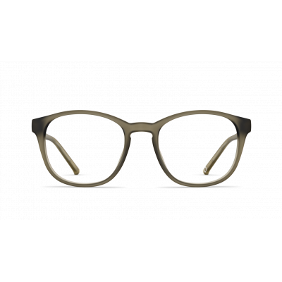 Unisexbrille Neubau Sam II T191 in mattem Olivgrün, mit rechteckigem Rahmen und abgerundeten Ecken, frontal abgebildet.
