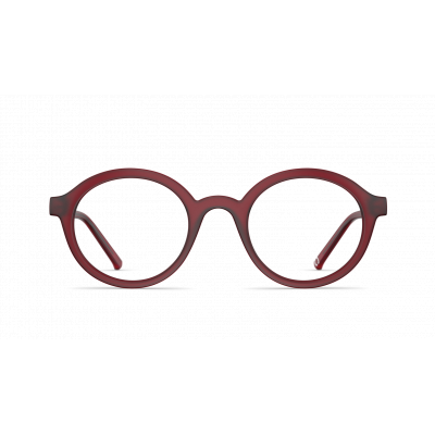 Unisexbrille Neubau Sigmund II T192 mit runder, roter Fassung aus leichtem Material.