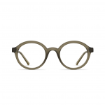Unisexbrille Neubau Sigmund II T192 mit runder Form und mattem, olivgrünem Rahmen, frontal abgebildet.