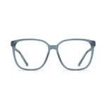 Damenbrille Neubau Judit II T194 in modernem, eckigem Design mit mattem blaugrauem Rahmen und transparenten Gläsern.