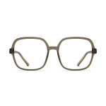 Damenbrille Neubau Sophie II T195 in minimalistischer, quadratischer Form mit dünnem olivgrünem Rahmen, frontalansicht.