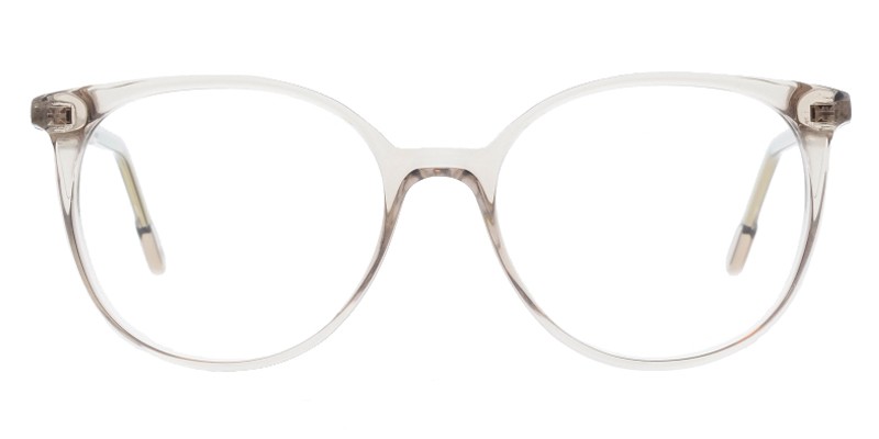 Nele No.2-20 Rauch Colibris Eyewear Damenbrille Nele No.2 mit transparentem, rundem Gestell auf weißem Hintergrund.