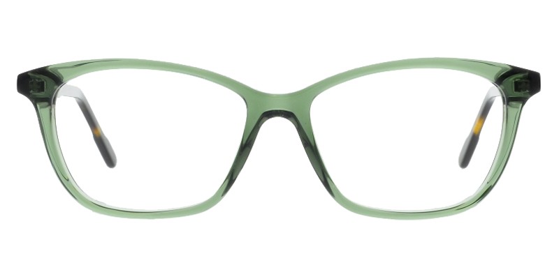Pauline-94 Moosgrün Colibris Eyewear Damenbrille Pauline in grünem Acetat mit rechteckigem Rahmen, Ansicht von vorne.