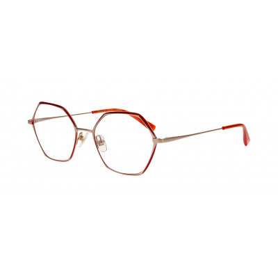William Morris 50297-C1 – hexagonale Vollrandbrille für Damen aus Edelstahl in Rot