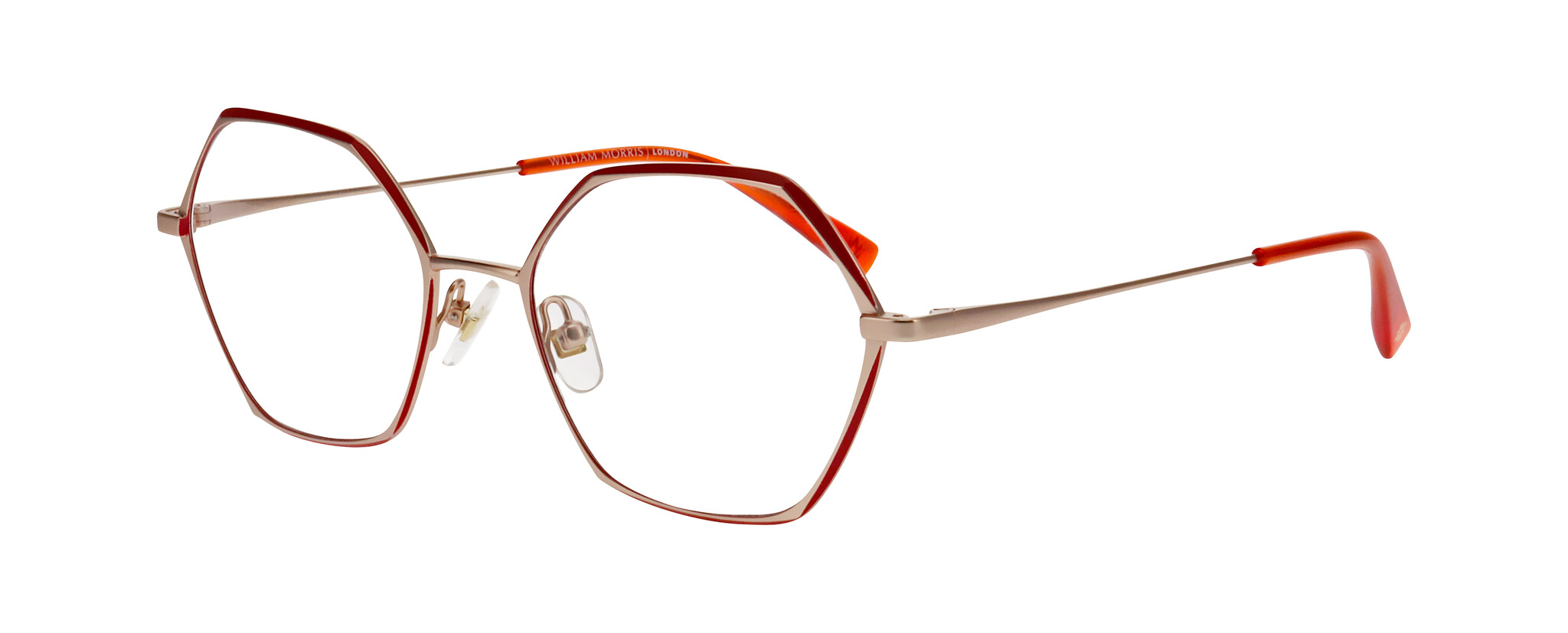 William Morris 50297-C1 51-18 William Morris 50297-C1 – hexagonale Vollrandbrille für Damen aus Edelstahl in Rot