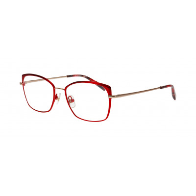 William Morris 50228-C2 – eckige Vollrandbrille für Damen aus Edelstahl in Rot