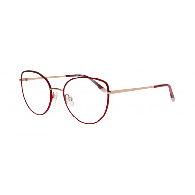 William Morris 50286-C2 – runde Vollrandbrille für Damen aus Edelstahl in Rot
