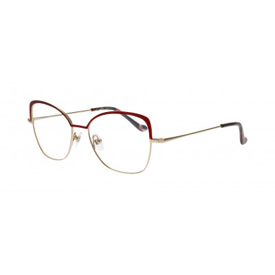 William Morris 50214-C2 – eckige Vollrandbrille für Damen aus Edelstahl in Rot