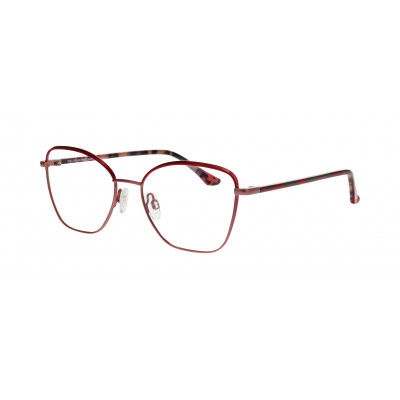 William Morris 50322-4121 – ovale Vollrandbrille für Damen aus Edelstahl in Rubinrot