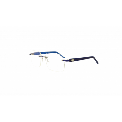 Blaues Switch it Garnitur SI 9256 Damenbrillengestell mit randlosem Design und filigranen Details.