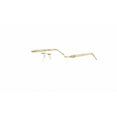 Alt-Text: Switch it Garnitur SI 9258 Damenbrille in Beige mit randlosem Design und filigranen Bügeln, modern und elegant.