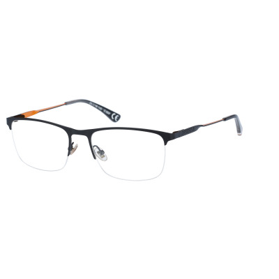 Superdry 992050 Herrenbrille in Schwarz mit rechteckigem Vollrand-Gestell aus Metall und grauen Kunststoffgläsern