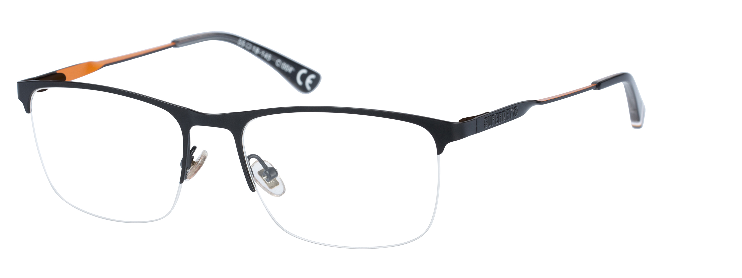 Superdry Superdry 992050-10 55-18 Superdry 992050 Herrenbrille in Schwarz mit rechteckigem Vollrand-Gestell aus Metall und grauen Kunststoffgläsern