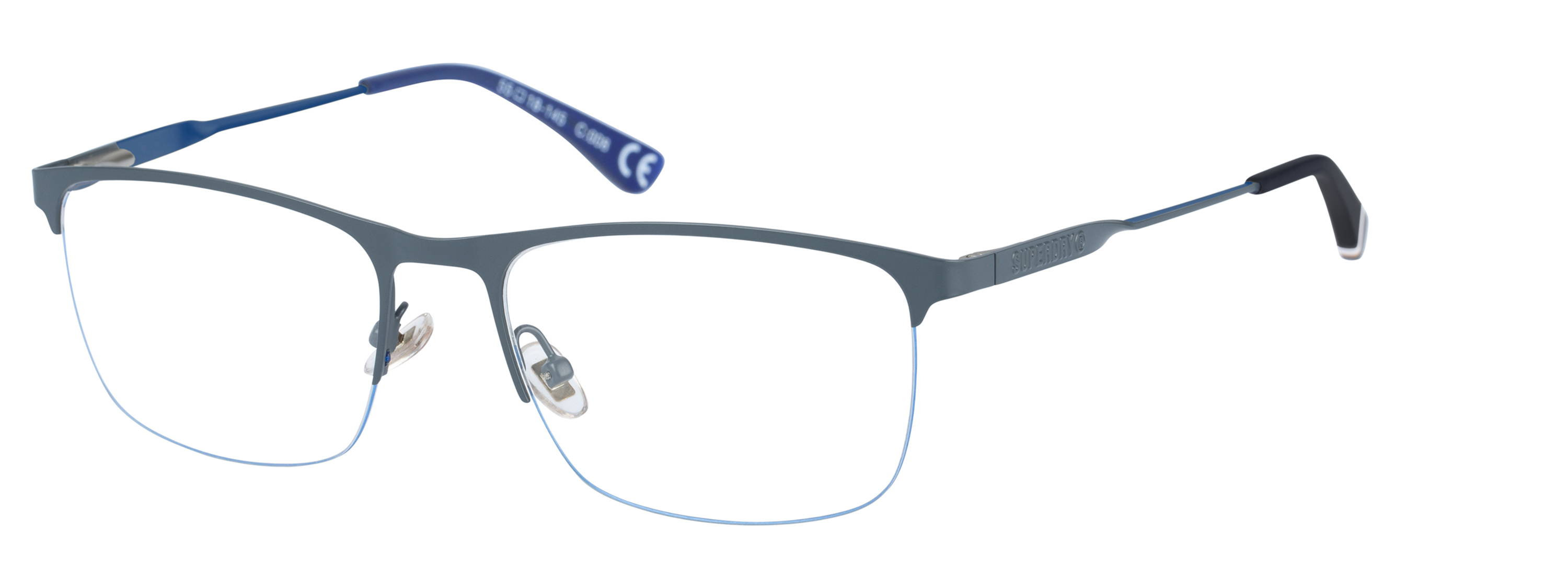 Superdry Superdry 992050-30 55-18 Superdry 992050 Herrenbrille in Schwarz mit rechteckigem Vollrand-Gestell aus Metall und grauen Kunststoffgläsern