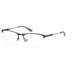 Superdry 992050 Herrenbrille in Schwarz mit rechteckigem Vollrand-Gestell aus Metall und grauen Kunststoffgläsern