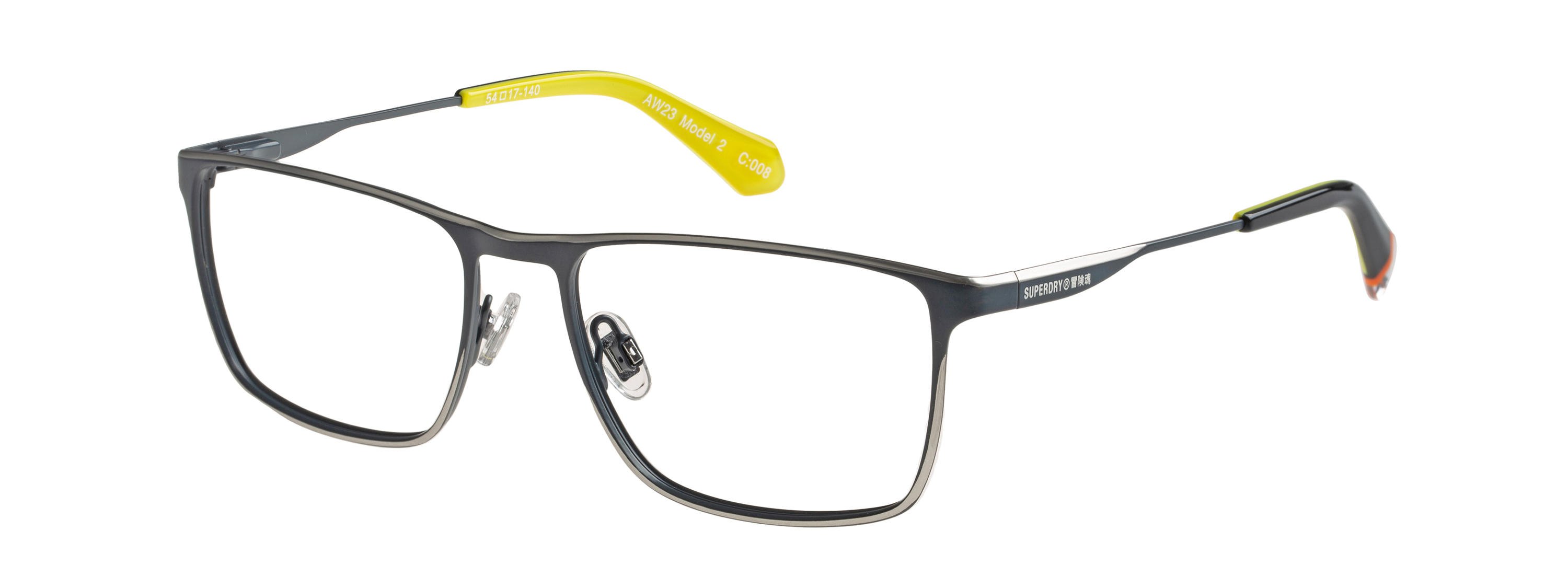 Superdry Superdry 992070-30 54-17 Superdry 992070 Herrenbrille in Schwarz mit Metallrahmen und eckigem Design