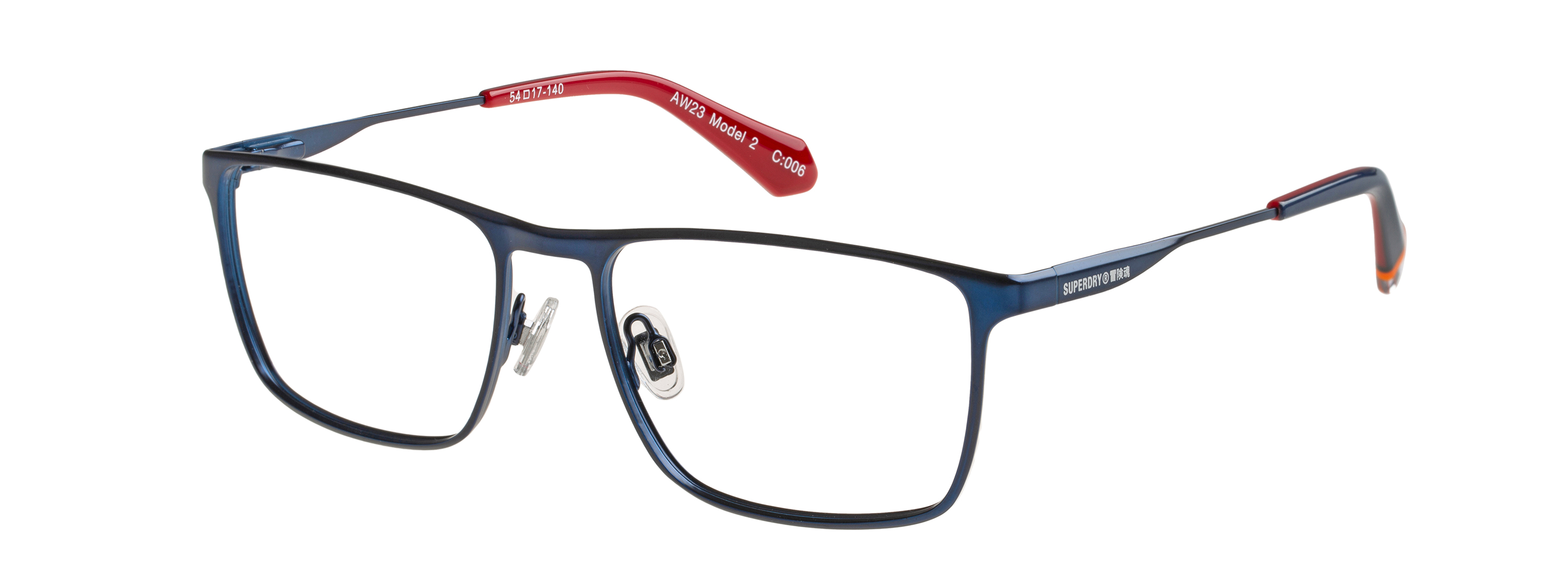 Superdry Superdry 992070-70 54-17 Superdry 992070 Herrenbrille in Schwarz mit Metallrahmen und eckigem Design