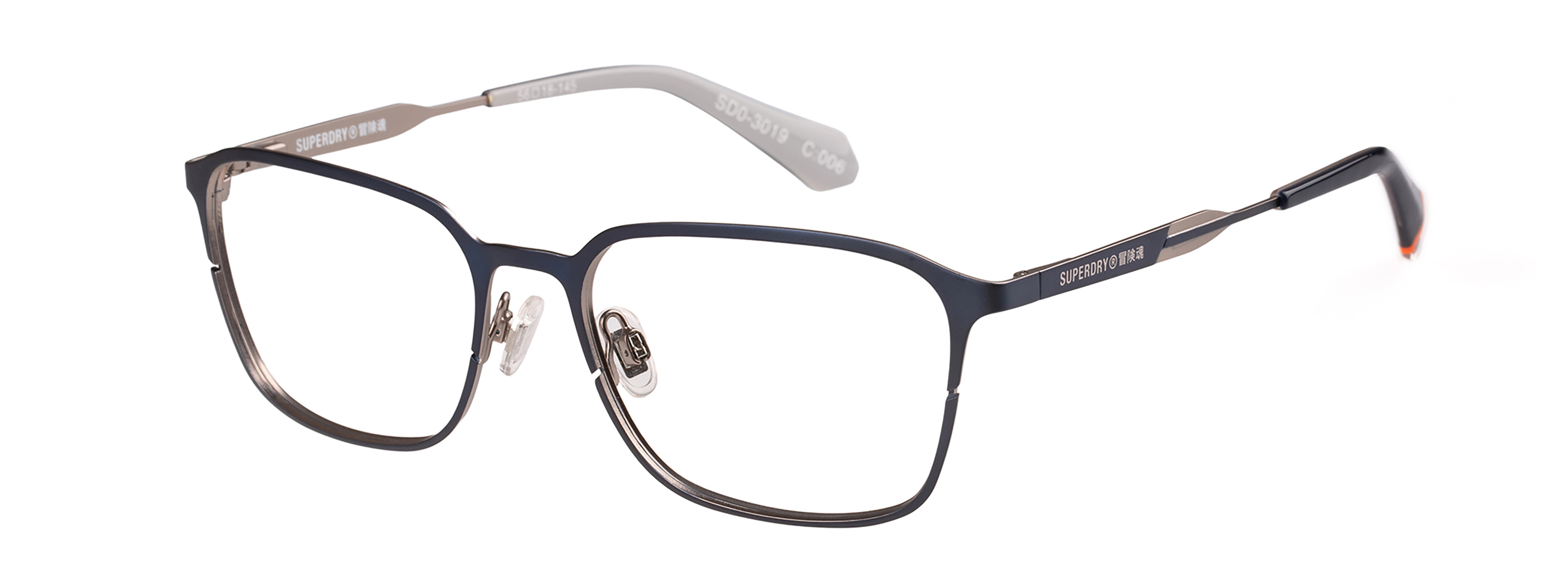 Superdry Superdry 992072-70 56-18 Superdry 992072 Herrenbrille in Gun Blue mit quadratischer Vollrandfassung und 56 mm Glasbreite