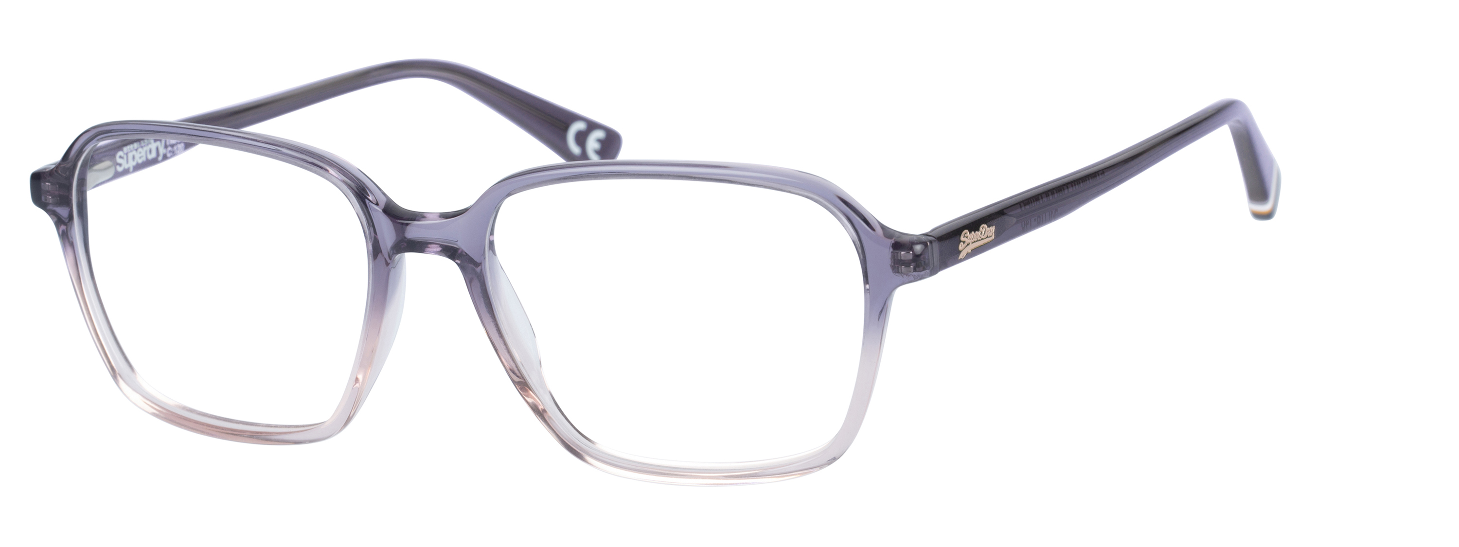 Superdry Superdry 993058-55 53-16 Superdry 993058 Damenbrille in lila Kristallfarbe mit quadratischem Vollrandgestell aus Kunststoff
